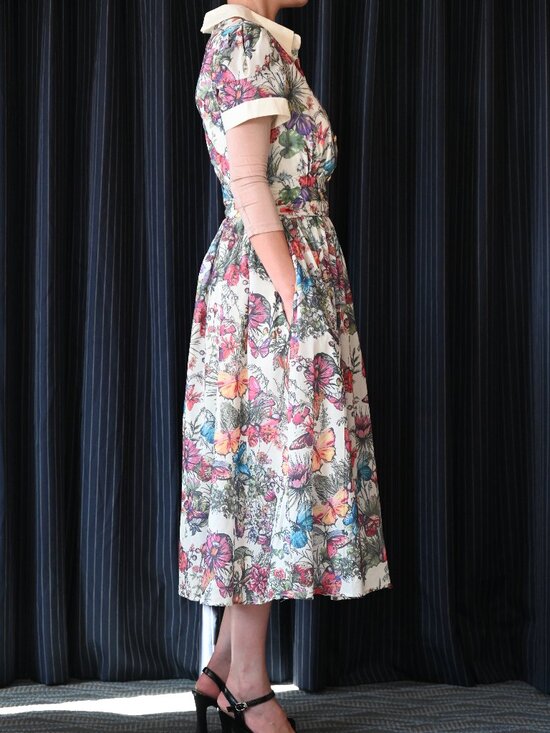 Butterfly Garden Midi Dress | Tailored Waist | Statement Print - Picture 3 of 7